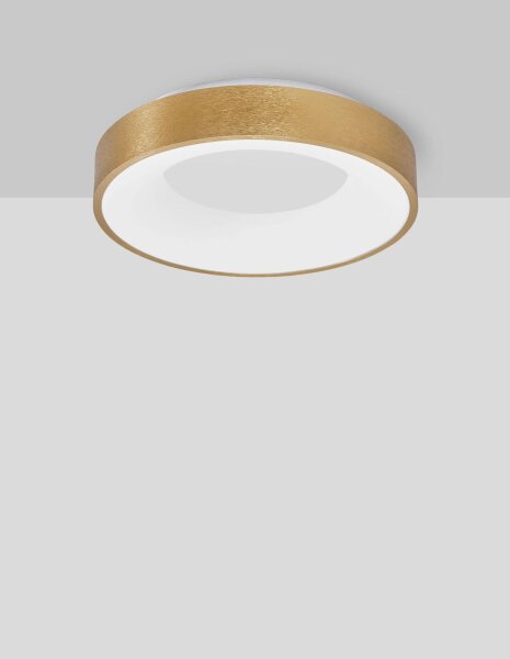 LED Deckenlampe in Gold gebürstet Ø 38 cm dimmbar rund PERRY