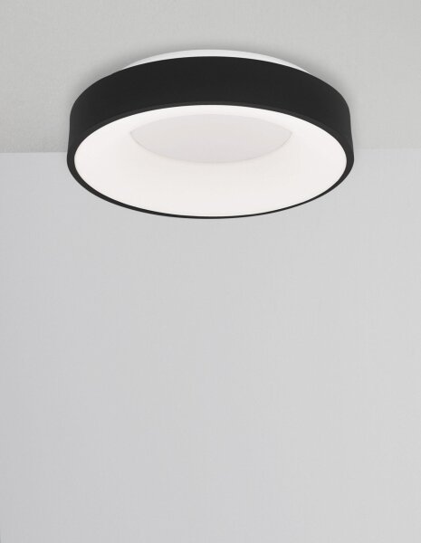 LED Deckenleuchte Schwarz Ø 38 cm dimmbar rund warmweiß