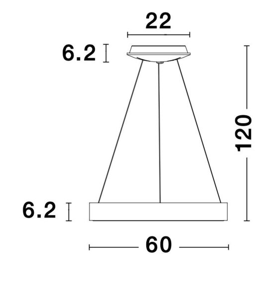 LED Hängeleuchte Schwarz Ø 60 cm dimmbar Ring warmweiß