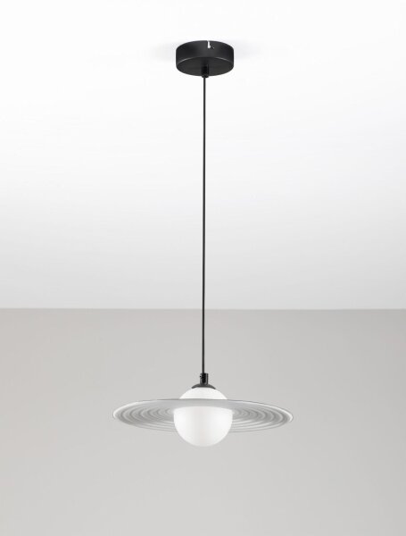 Hängelampe Schwarz Weiß Ø 30 cm G9 rund PIERCE Aluminium