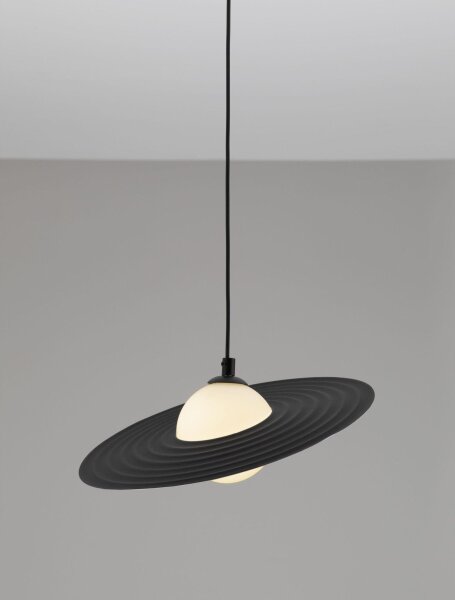Hängelampe Schwarz Weiß Ø 30 cm G9 rund PIERCE Aluminium