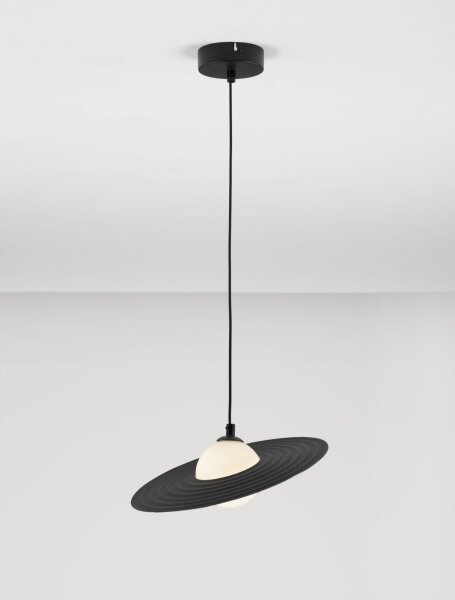 Hängelampe Schwarz Weiß Ø 30 cm G9 rund PIERCE Aluminium