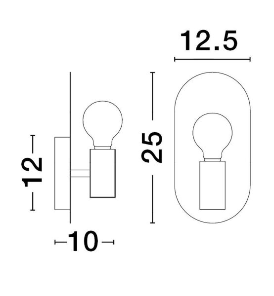 Wandlampe E27 25 cm hoch in Gold Metall POSEY Modern
