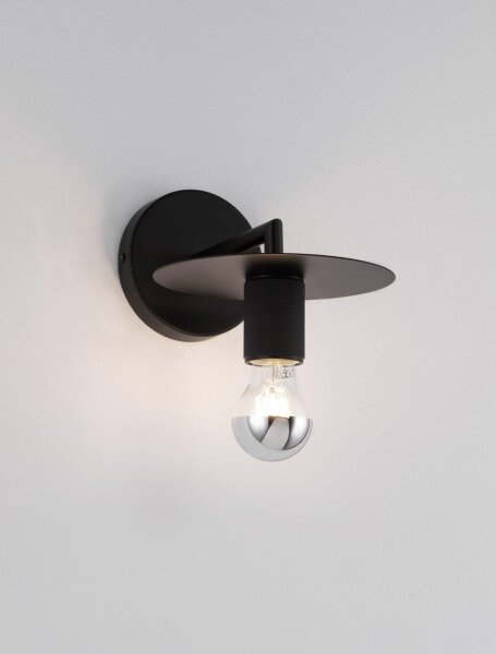 Wandleuchte Metall E27 Schwarz 15,5 cm hoch POSEY Modern