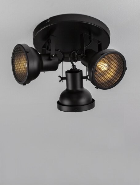Spotleuchte GU10 Ø 24 cm Schwarz schwenkbar Retro Metall