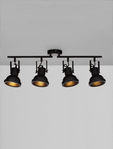 Deckenlampe Schwarz 67 cm lang GU10 schwenkbar Retro Metall