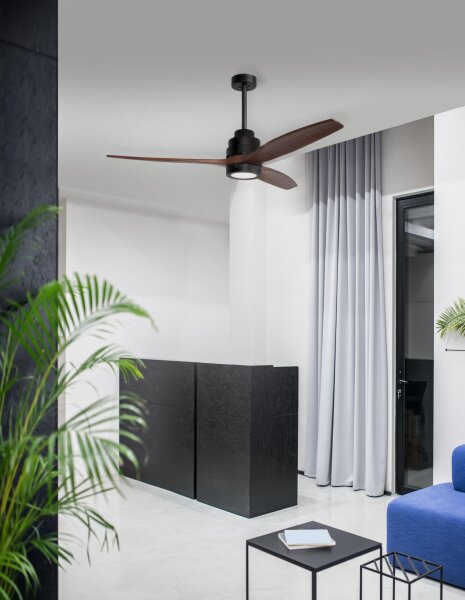 LED Deckenlampe mit Ventilator Ø 132 cm Schwarz Braun Modern