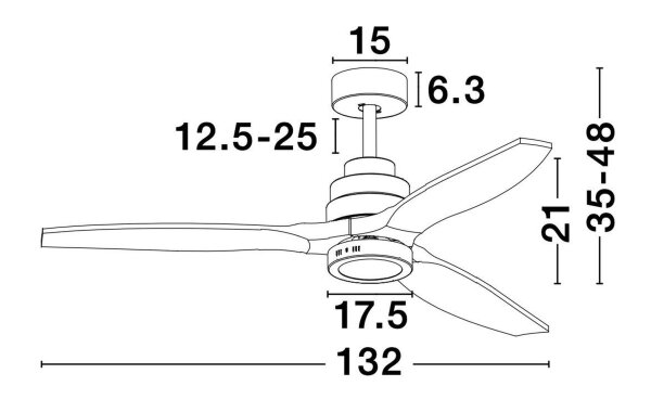 LED Deckenlampe mit Ventilator Ø 132 cm Schwarz Braun Modern