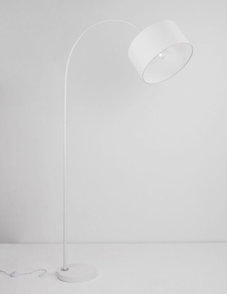 Bogenlampe E27 180 cm Weiß schwenkbar Stoffschirm QUINCY