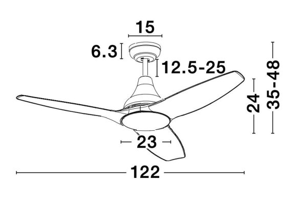 LED Deckenlampe mit Ventilator Ø 122 cm Weiß Glas Metall