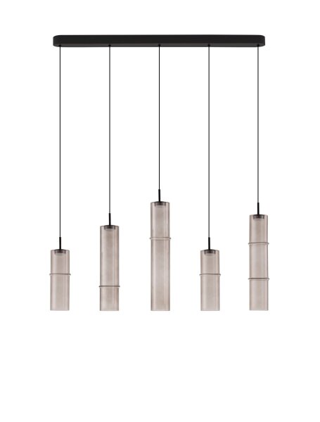 LED Hängeleuchte dimmbar Mokka Schwarz 94 cm lang Rauchglas