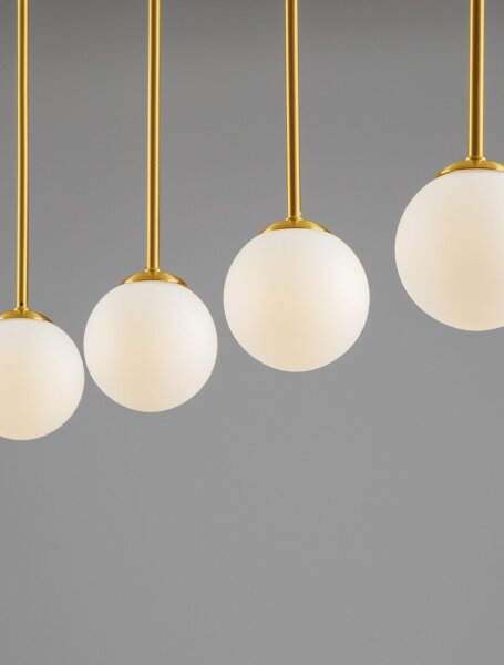 Hängeleuchte in Schwarz Weiß Gold 100 cm lang G9 Retro Glas