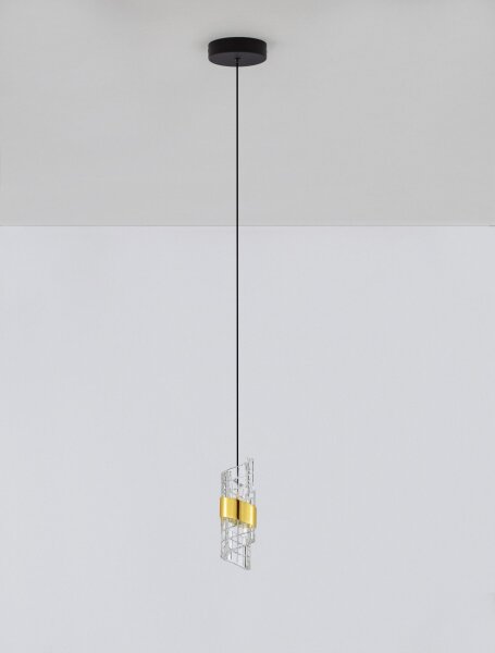 LED Pendelleuchte schmal Ø 6,5 cm in Schwarz Gold warmweiß