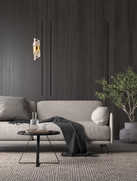 LED Pendelleuchte schmal Ø 6,5 cm in Schwarz Gold warmweiß