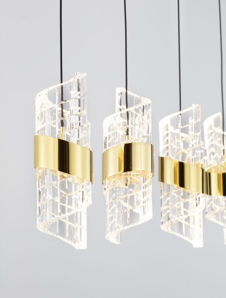 LED Hängelampe in Schwarz Gold 82 cm lang 5 flammig warmweiß