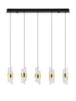 LED Hängelampe in Schwarz Gold 82 cm lang 5 flammig...