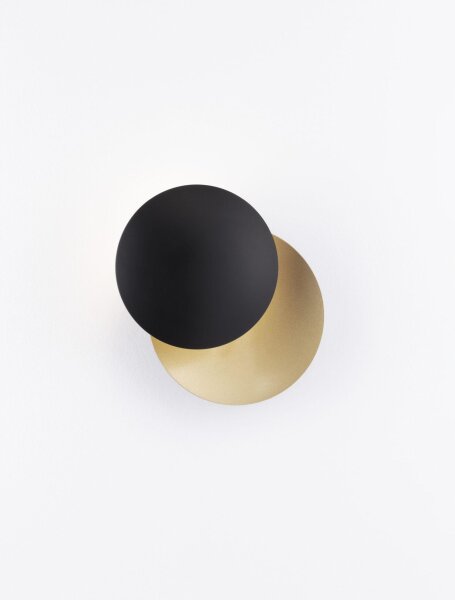 LED Wandlampe rund 20 cm breit in Schwarz Gold warmweiß