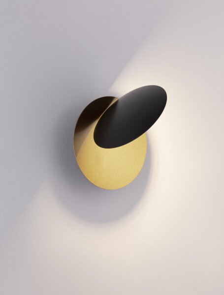 LED Wandlampe rund 20 cm breit in Schwarz Gold warmweiß