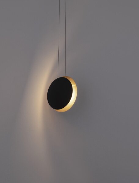 LED Hängelampe in Schwarz Gold Ø 20 cm rund warmweiß Modern