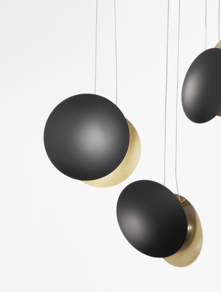 LED Hängeleuchte in Schwarz Gold 48 cm breit 3 flammig