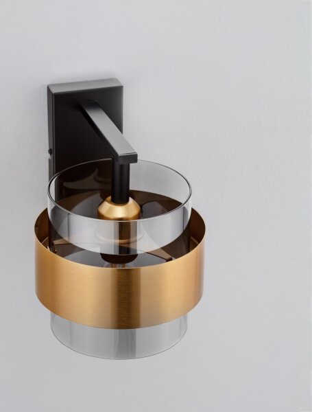 Wandlampe E27 22 cm hoch in Schwarz Grau Gold REESE Modern