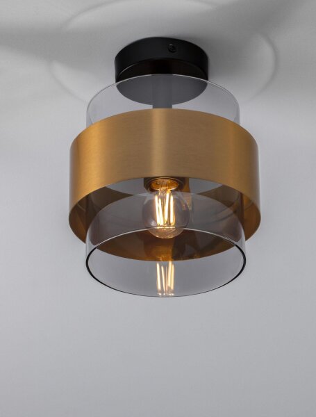 Deckenleuchte in Schwarz Grau Gold Ø 18 cm E27 rund Modern
