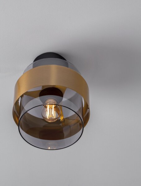 Deckenleuchte in Schwarz Grau Gold Ø 18 cm E27 rund Modern