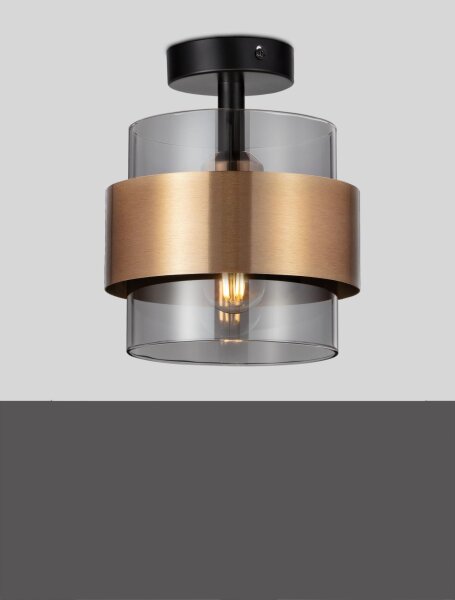 Deckenleuchte in Schwarz Grau Gold Ø 18 cm E27 rund Modern