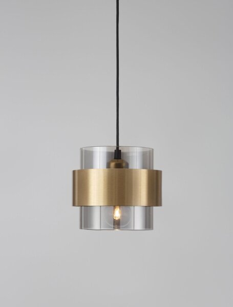 Pendelleuchte E27 Schwarz in Grau Gold Ø 18 cm rund REESE
