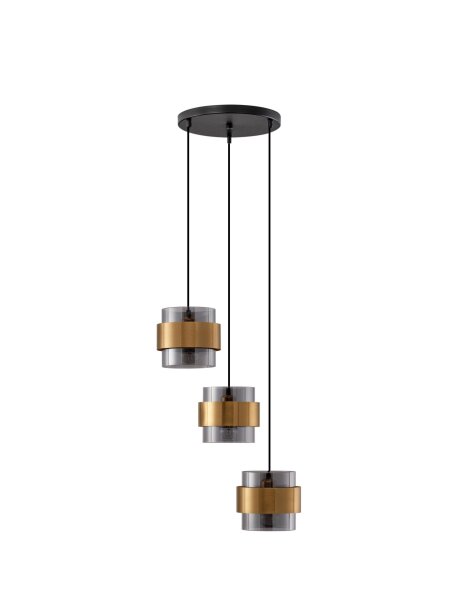Hängeleuchte in Schwarz Grau Gold 45 cm breit E27 3 flammig