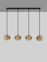 Pendelleuchte 110 cm lang E27 in Schwarz Grau Gold 4 flammig