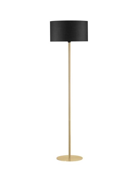 Stehlampe Stoffschirm in Schwarz Gold E27 165 cm Fußschalter