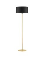 Stehlampe Stoffschirm in Schwarz Gold E27 165 cm...