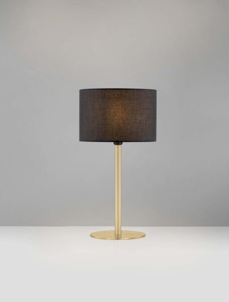Tischleuchte in Schwarz Gold E27 58 cm Kabelschalter Stoff