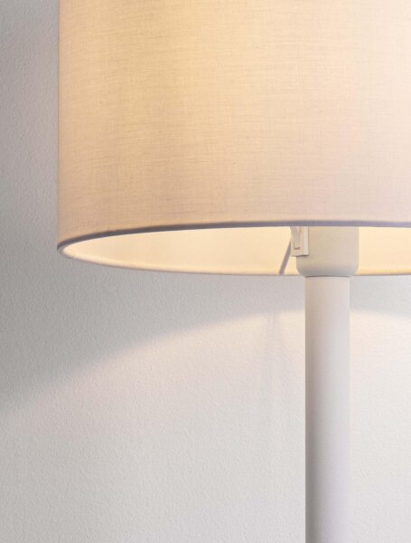 Tischlampe Weiß Stoffschirm E27 58 cm Kabelschalter Modern