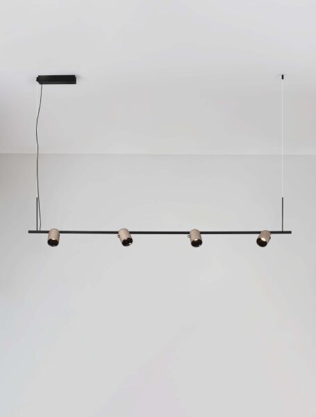 LED Pendelleuchte 150 cm lang Schwarz Mokka dimmbar warmweiß
