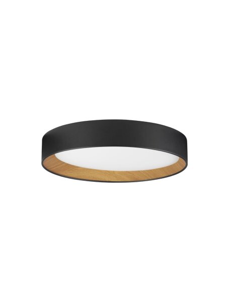 LED Deckenlampe rund Ø 45 cm Schwarz Natur dimmbar Holz