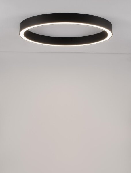 LED Deckenleuchte Schwarz 80 cm lang dimmbar Ring warmweiß