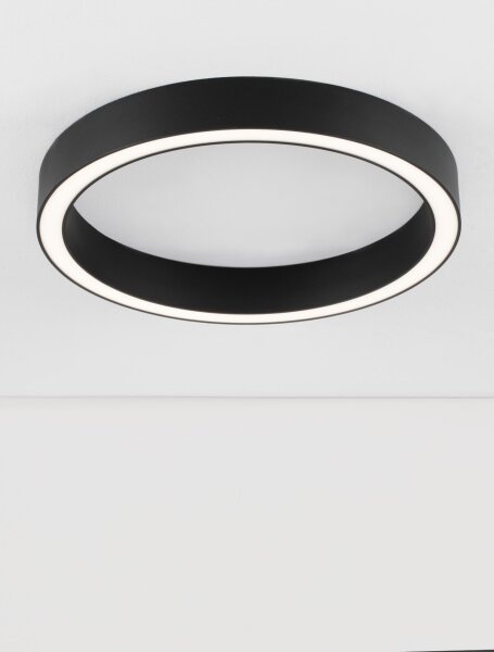 LED Deckenlampe 60 cm lang Schwarz dimmbar Ring warmweiß