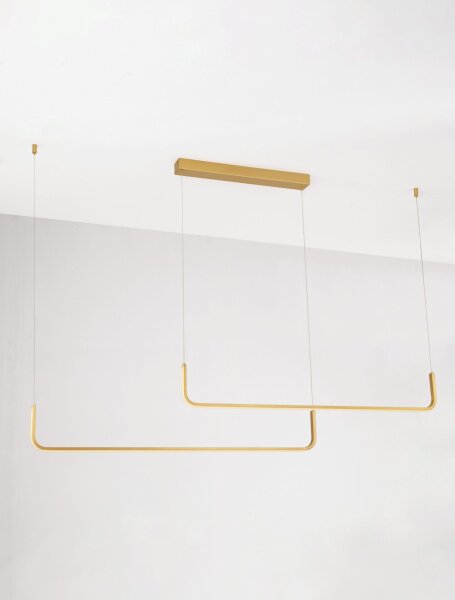 LED Hängelampe in Gold 150 cm lang dimmbar 2 flammig RONAN