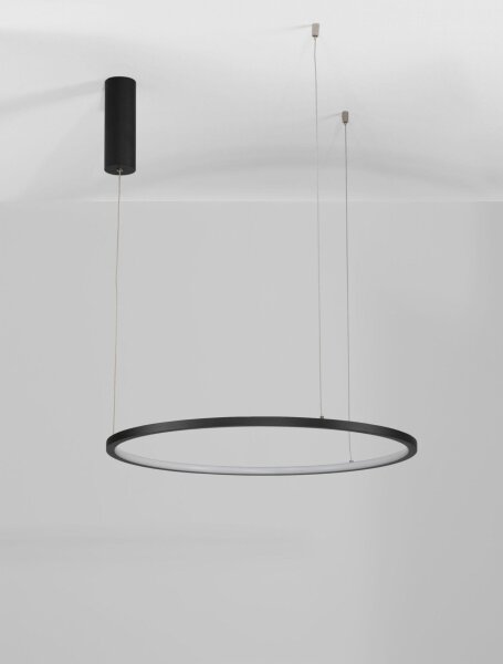 Runde LED Pendelleuchte Schwarz Ø 60 cm dimmbar Ring ROSCOE