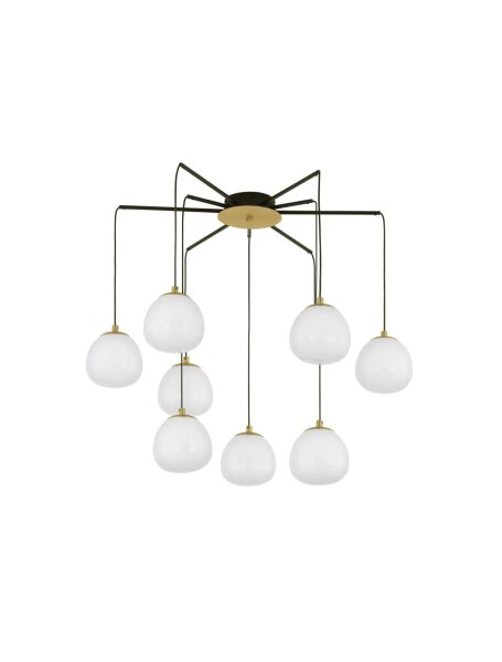 Pendelleuchte rund G9 75 cm breit in Gold Weiß Schwarz ROWAN