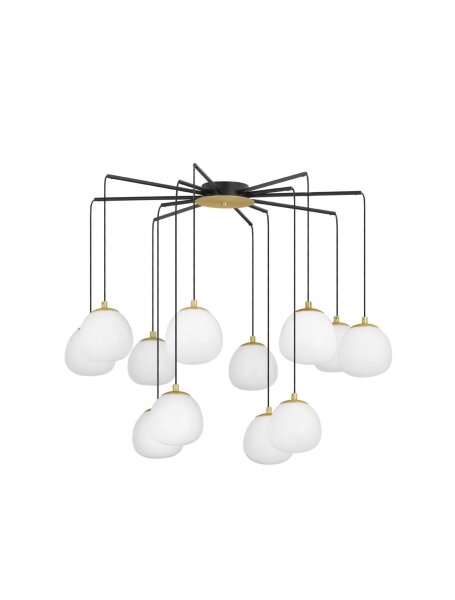 Hängelampe in Gold Weiß Schwarz 75 cm breit G9 Glas Metall