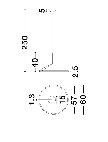 LED Deckenlampe Up Down Ø 60 cm in Nickel dimmbar CCT