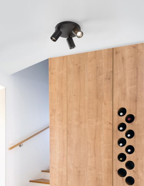 Spotleuchte GU10 Ø 22 cm Schwarz schwenkbar 3 flammig