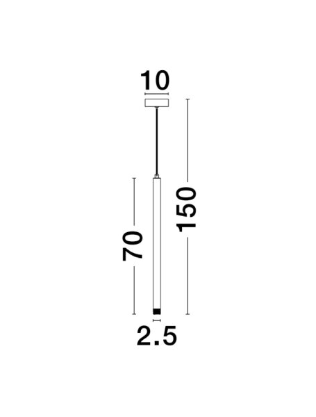 LED Pendelleuchte schmal Ø 2,5 cm Schwarz höhenverstellbar