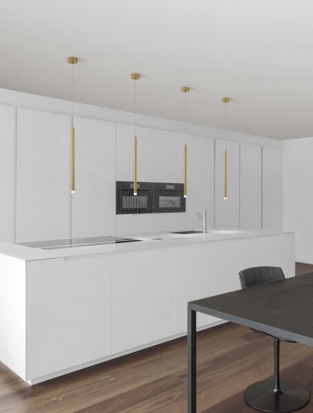 LED Hängeleuchte in Gold gebürstet Ø 2,5 cm höhenverstellbar