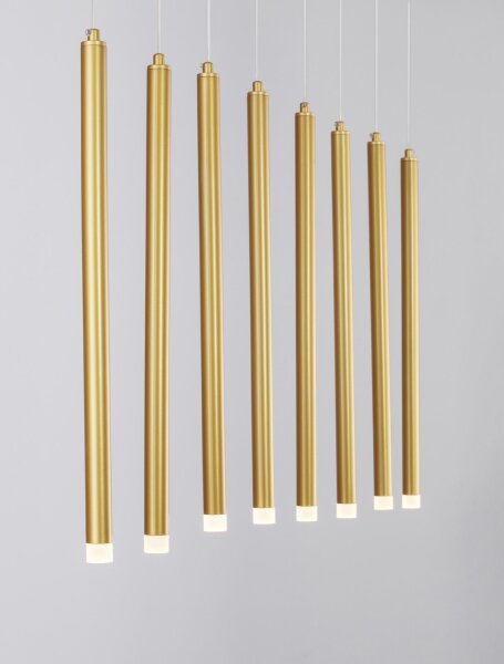 LED Pendelleuchte in Gold gebürstet 100 cm lang 8 flammig