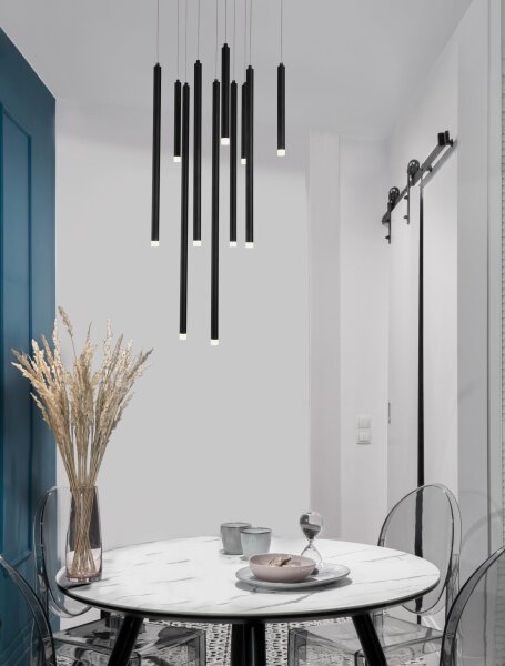 LED Hängelampe 50 cm breit Schwarz dimmbar höhenverstellbar