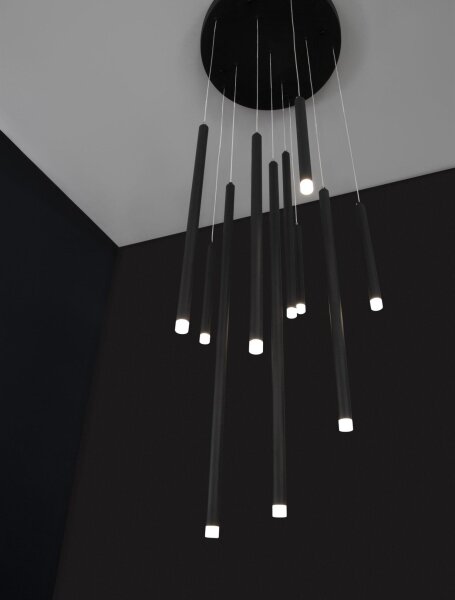 LED Hängelampe 50 cm breit Schwarz dimmbar höhenverstellbar